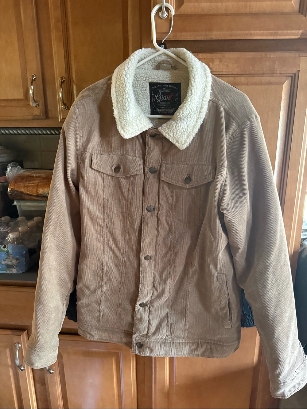 Men's Tan Sherpa-Collar Bomber Jacket